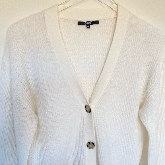 Quince Baby Alpaca-Wool Cropped Cardigan Ivory | S - Picture 3 of 11